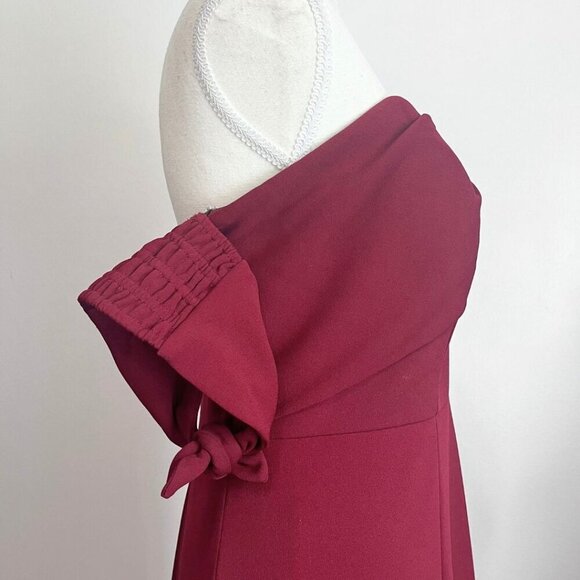 WATTERS & WATTERS BURGUNDY CREPE REMOVABLE SLEEVE FORMAL EVENING DRESS - 22W - Picture 6 of 16